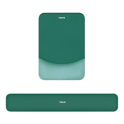 MOSISO Wrist Rest Support Mouse Pad & Keyboard Set, Peacock Green | Rectangular Ergonomic Mousepad, Non-Slip Base, Home/Office Pain Relief & Easy Typing, Neoprene Cloth & Raised Silicone Lining - color: Peacock Green