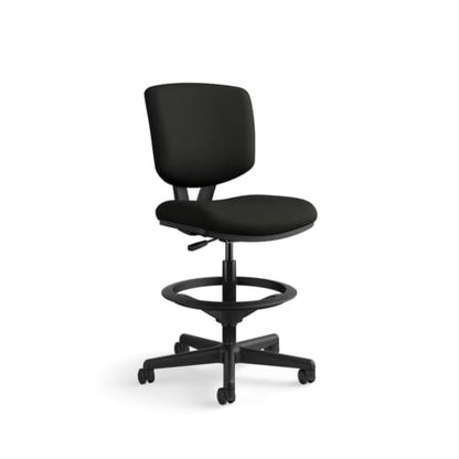 HON Volt Ergonomic Office Stool, Armless, Office Desk Computer Chair, Black - color: Leather Back - Stool