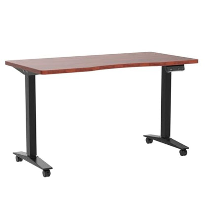 Monomi Electric Standing Desk 55”x24”, Height Adjustable Desk with Wheels - color: Dark Wood Gain, size: 55