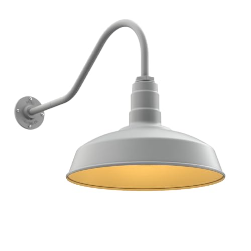 23" Gooseneck Barn Light Outdoor | Farmhouse Exterior | Modern Gray/Brass - color: Modern Gray / Brass, size: 23" Gooseneck