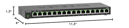 NETGEAR 16-Port Gigabit Ethernet Unmanaged Network Switch (GS316v3) | Essentials Model, Plug-and-Play, Fanless Silent Metal Housing, Desktop or Wall Mount, 802.1p QoS & 9K Jumbo Frame Support - size: 16 Port