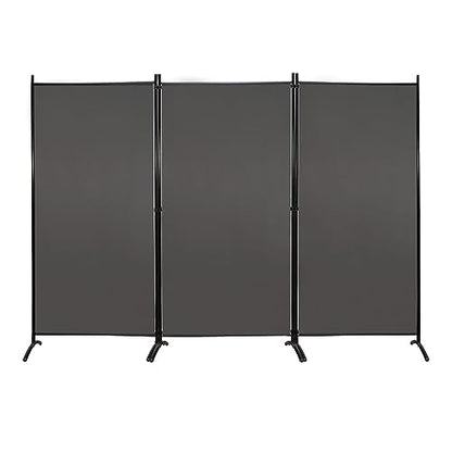 MAYOLIAH 3 Panels Room Divider Partition 6ft Tall Folding Privacy Screen - color: Grey, size: 34"-3 Panel-Arc Base