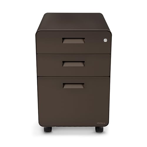 UPLIFT DESK 3-Drawer Mobile File Cabinet - Steel Rolling Filing Cabinet with Lock, Soft-Close Top Drawer, Letter & Legal Size File Storage, Easy Assembly for Home Office (Industrial) - color: Industrial Style