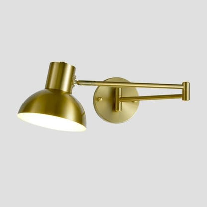 Modern Iron Swing Arm Wall Sconce Gold and Black Adjustable Wall Lamp Fixture for Bedroom Bedside Living Room Reading Mid Century Industrial Wall Mounted Lighting E26 Base Hardwired(Gold) - color: Gold