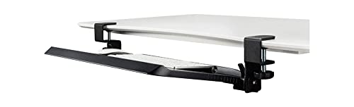 Kantek Clamp On Under Desk Ergonomic Computer Keyboard Tray Holder, Adjustable Tray Slides Out with Tilt Control, Easy Mounting, 20" x 12.25", Black - size: 20-Inch W x 12.25-Inch D