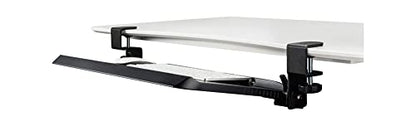 Kantek Clamp On Under Desk Ergonomic Computer Keyboard Tray Holder, Adjustable Tray Slides Out with Tilt Control, Easy Mounting, 20" x 12.25", Black - size: 20-Inch W x 12.25-Inch D