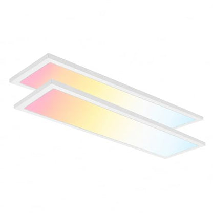 2 Pack 1x4 LED Flat Panel Light, 50W 6250LM Surface Mount Ceiling Fixture, 5CCT (3000K/3500K/4000K/5000K/6500K), 10-100% Triac Dimmable 120V for Kitchen, Garage, Office, Basement - size: 2 PACK
