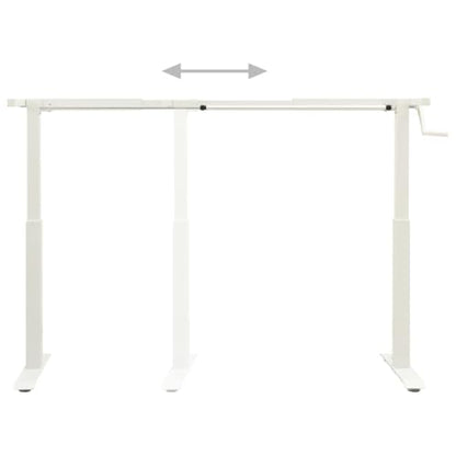 Manual Height Adjustable Desk Frame with Hand Crank, Powder-Coated Carbon Steel, Width 40.2"-63", Height 28"-44.5", for Desks 47.2"-70.9" Wide - color: White