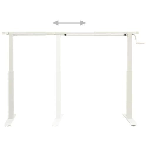 vidaXL Manual Height Adjustable Standing Desk Frame Hand Crank White | Easily change the height from 28 to 445 in, Modern look with a sleek white finish, Built from tough carbon steel - color: White
