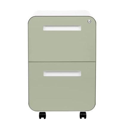 Laura Davidson Furniture Stockpile 2 Drawer Mobile File Cabinet with Lock - Under Desk Metal Filing Cabinet, Legal/Letter File Folders, Wheels and Stationary Feet, Pre-Assembled, Sage Green - color: Sage Green