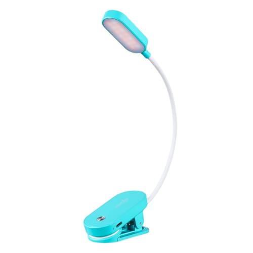 VAVOFO Rechargeable Book Light, 14 LEDs Eye Care Clip On Amber Reading Light for Bookworms Reading in Bed with 9 Colors 9 Brightness (Lake Blue) - color: Lake Blue