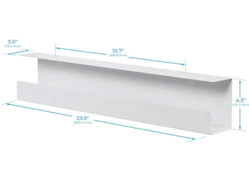 Monoprice Under Desk Cable Tray - Steel with Power Supply and Wire Management - Workstream Collection White