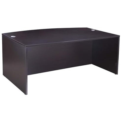 Scranton & Co 71" U-Shaped Curved Bow Desk Suite, Mocha Finish, Includes Hutch and File Storage Pedestal, Scratch-Resistant Laminate, Lockable Drawers, Modular Office Desk for Home or Workspace Use
