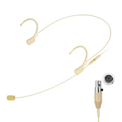 KIMAFUN Headset/Headworn Microphone Professional Earset Over Ear Hanging Condenser Mic Compatible with Shure Wireless System Bodypack Transmitter, Ideal for Performance, Theater, Lecture - Beige D4 - size: D4 for Shure Wireless System
