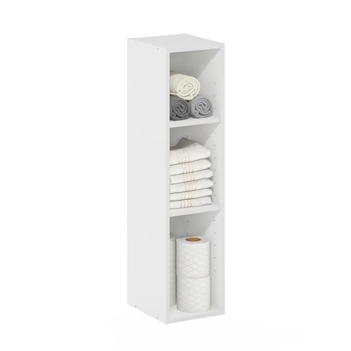 Furinno Fulda Book Shelf, 3-Tier Narrow Bookshelf, Bookcase with 8-in Width Storage Shelf, 9.3 x 7.9 x 31.5, for Living Room, Bedroom, Home Office, White - color: White, size: 3-Tier, 8-Inch Width