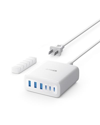 Anker Desktop Charger, Fast Charging USB C Charger with 112W Max 6-Port | Desk Accessories for Home Office, Campatible with Multiple Devices, iPhone iPad MacBook Galaxy and More (Cable Not Included) - color: White