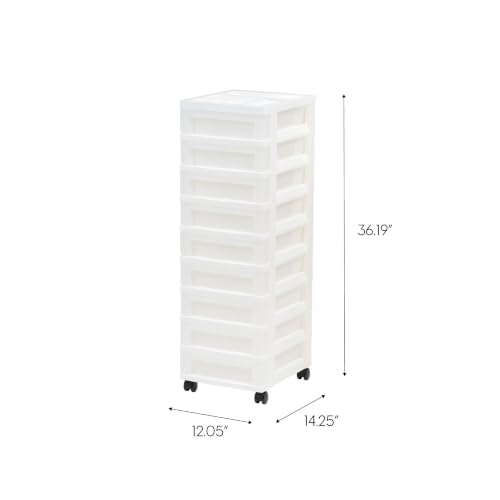 9 Drawer Plastic Rolling Storage Cart with Clear Drawers