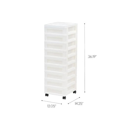 9 Drawer Plastic Rolling Storage Cart with Clear Drawers