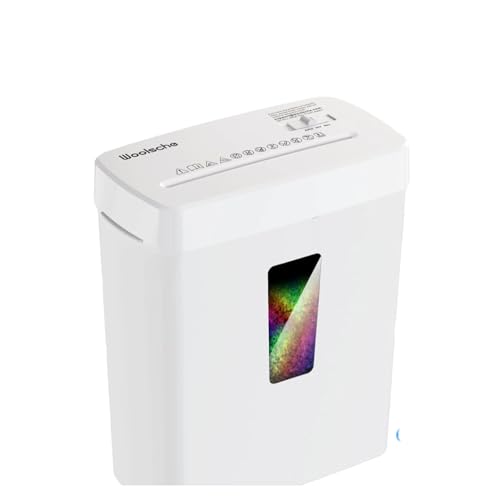 White Paper Shredder for Home Office 6-Sheet Micro Cut P-5 Security Level Metal Shredder Machine with Jam Proof System and 3.43 Gallon Bin Compact Paper Crinkle Machine