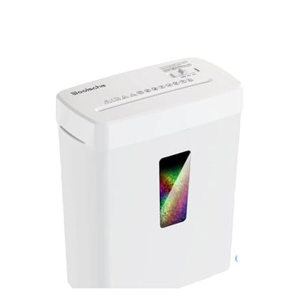 White Paper Shredder for Home Office 6-Sheet Micro Cut P-5 Security Level Metal Shredder Machine with Jam Proof System and 3.43 Gallon Bin Compact Paper Crinkle Machine