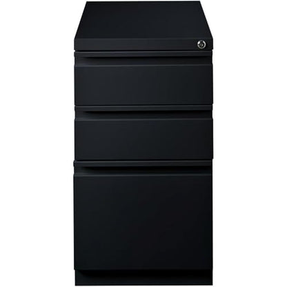 Pemberly Row Mobile 3-Drawer Filing Cabinet, 23" D, Steel, Black, Box/Box/File, Full Extension Drawers, Hidden Casters, Lockable, Letter-Size Hanging File Storage, Commercial Office Use - color: Black