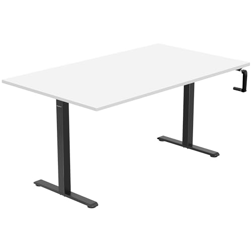 Mount-It! Hand Crank Standing Desk, 55" One-Piece White Top, 132 lbs - color: White