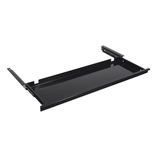 Under Desk Drawer, Sliding Pull-Out Keyboard Tray Organizer for Standing Desks，Pull-out Drawer for Mouse, Books, iPad, Office Supplies (Black)