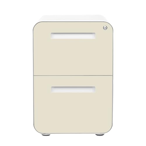 Laura Davidson Furniture Stockpile 2 Drawer Mobile File Cabinet with Lock - Under Desk Metal Filing Cabinet, Legal/Letter File Folders, Wheels and Stationary Feet, Pre-Assembled, Ivory - color: Ivory