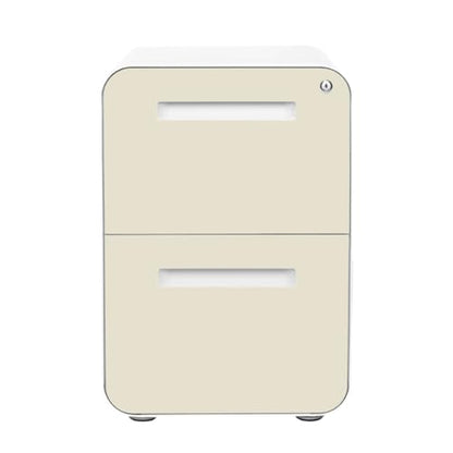 Laura Davidson Furniture Stockpile 2 Drawer Mobile File Cabinet with Lock - Under Desk Metal Filing Cabinet, Legal/Letter File Folders, Wheels and Stationary Feet, Pre-Assembled, Ivory - color: Ivory