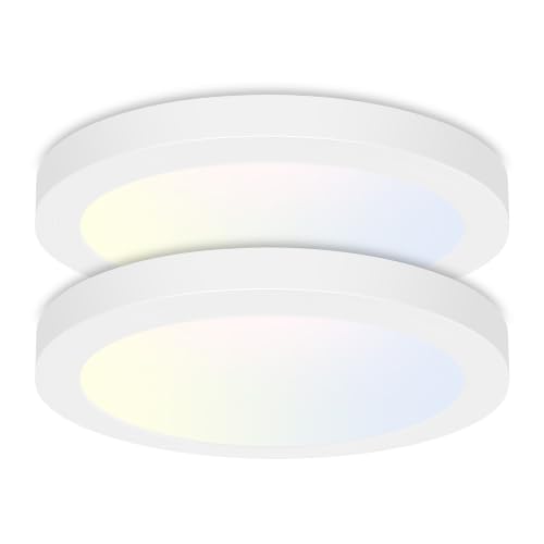 hykolity 7Inch Selectable CCT LED Flush Mount Ceiling Light,1500LM,2 Pack | 15W 3000K/4000K/5000K, Edge-Lit Flush Mount Ceiling Light Fixture for Kitchen, Bedroom, Laundry and Closet Room,White - color: White, size: 7 inch