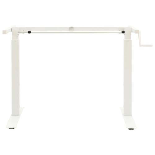 SKM Manual Height Adjustable Standing Desk Frame Hand Crank White (Weight-19KG)