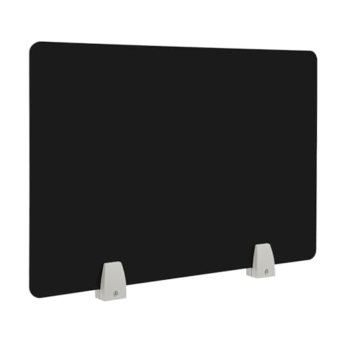 4PCS Divider Privacy Desk Panel,Table Mount Freestanding Desk Divider Acrylic Panel Holder with Clamps for Office, School- 4mm Thick,23.6"x15.8" (Black) - color: Black