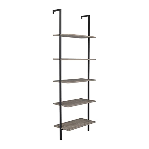 Ladder Bookshelf, 5-Tier Wood Ladder Bookcase with Metal Frame Shelf Open Bookcase Freestanding Bathroom Storage Rack Plant Stand for Living Room, Bedroom, Office, Easy Assembl (Brown5) - color: Brown5