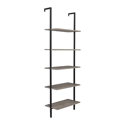 Ladder Bookshelf, 5-Tier Wood Ladder Bookcase with Metal Frame Shelf Open Bookcase Freestanding Bathroom Storage Rack Plant Stand for Living Room, Bedroom, Office, Easy Assembl (Brown5) - color: Brown5