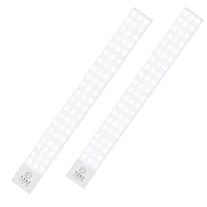 BLS 60 LED Closet Lights Battery Powered LED Lights, Super Bright Under Cabinet Lighting, Wireless Motion Sensor Light Indoor, 2400mah Rechargeable Battery Operated Lights, 120 Days Run Time (2 Pack) - color: 5500K Daylight White-13 inches-2 Pack