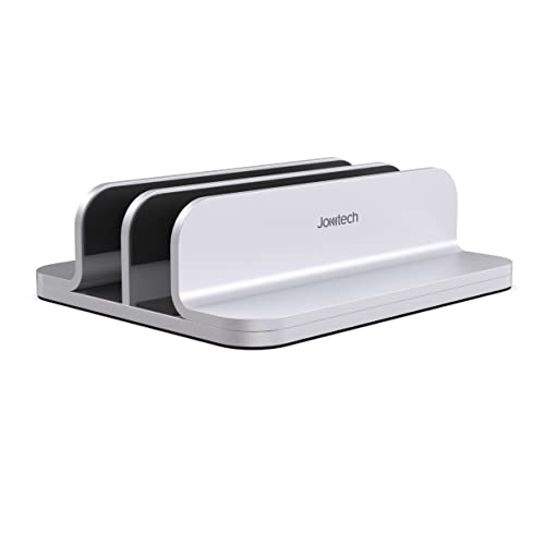 JOKItech Double Aluminum Laptop Vertical Stand Organizer, Sturdy Notebook Computer Holder Stand Compatible with New Liquid Retina XDR Apple MacBook Air/Pro/Neo, Mac mini, Apple TV & iPad Pro - Silver - color: Silver