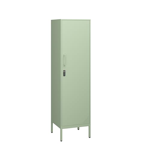 Steehoom Locker Cabinet, 59" H Green Metal Locker Storage Cabinet for Employees with Locking Door and 2 Shelves Kids Locker Tool File Cabinets for Bedroom, Home Office, Garage, Bathroom - color: Green, size: 59"H