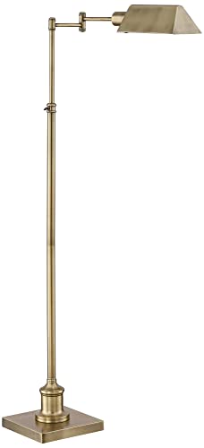 Jenson Adjustable Height Brass Swing Arm Pharmacy 54" Tall Floor Lamp - color: Brass
