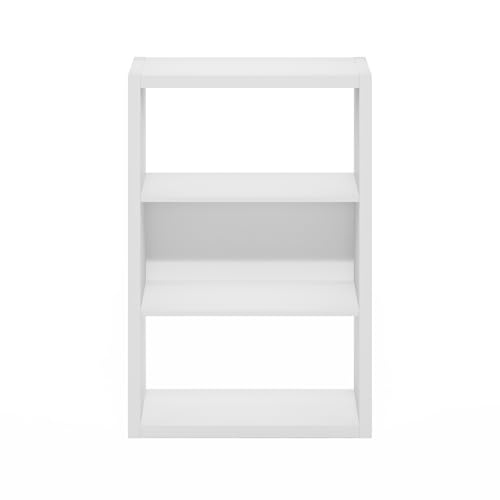 Furinno Viola Book Shelf, 3-Tier Bookshelf, Extra Thick Frame Bookcase with Open Shelf, Open Back Design, 11.3" x 23.2" x 35.9", for Living Room, Bedroom, Home Office, White - color: White, size: 3-Tier, Thick Frame