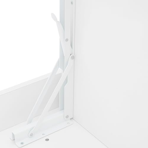 Floating Desk, 24" Wall Mounted Folding Desk with Bookshelf Folding Wall Desks Space Saving Workstation with Storage Shelves for Home Office Bedroom Study Room Small Space - color: White