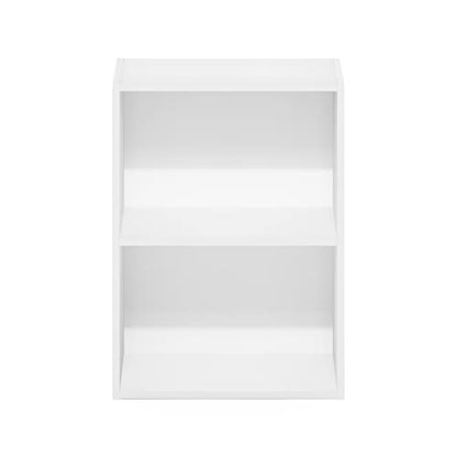 Furinno LUDER 2-Tier Book Shelf, Open Shelves Bookshelf, White | 9 x 16 x 21, Closed Back, Modern Bookcase, for Living Room, Bedroom, Home Office - color: White, size: 2-Tier, 9 x 16 x 21