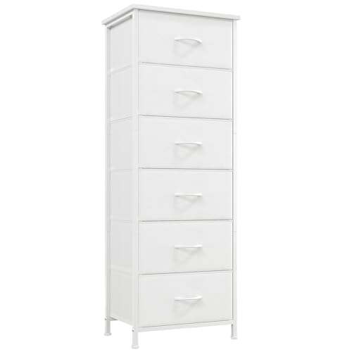 Somdot Tall Dresser for Bedroom, 6 Drawer Storage Cabinet, White - color: White, size: 11.8"D x 16.5"W x 45.3"H (6 Drawers)
