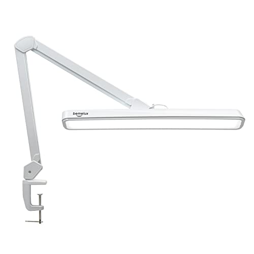 LED Architect Desk Lamp with Clamp, Metal Swing Arm 2000 Lumens Dimming Office Table Lamp for Task Work Drafting Reading Desktop, 234 LEDs,24W, 5 Color Temperatures Workbench Lamp(White,24CCT) - color: White, size: CCT