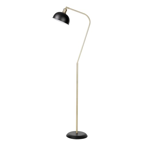 HarvestLand Halo Brass Floor Lamp with Adjustable Head Reading Light - color: Black