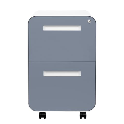 Laura Davidson Furniture Stockpile 2 Drawer Mobile File Cabinet with Lock - Under Desk Metal Filing Cabinet, Legal/Letter File Folders, Wheels and Stationary Feet, Pre-Assembled, Coastal Blue - color: Coastal Blue