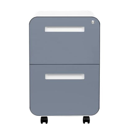 Laura Davidson Furniture Stockpile 2 Drawer Mobile File Cabinet with Lock - Under Desk Metal Filing Cabinet, Legal/Letter File Folders, Wheels and Stationary Feet, Pre-Assembled, Coastal Blue - color: Coastal Blue