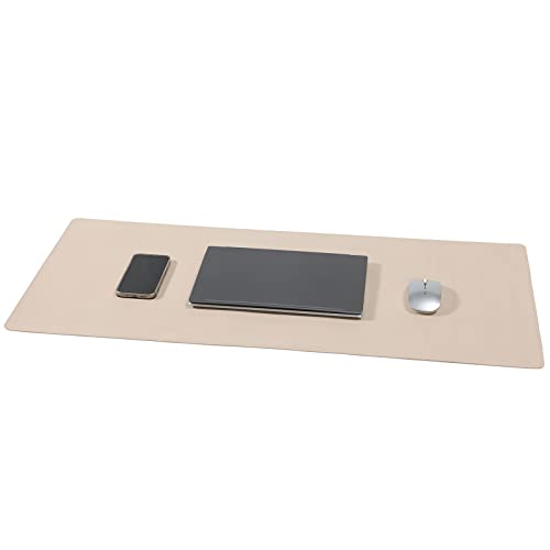 Wolaile Desk Blotter Pad,36x17 inch PU Leather Computer Mouse Mat,Non-Slip Waterproof Writing Desktop Protector for Office Home,Large,Beige White - color: Beige, size: 36"x17"