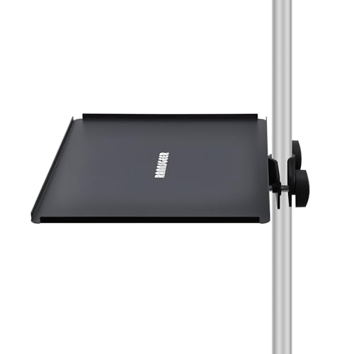Microphone Stand Tray, 10.8 X 7.8 | Heavy Duty Steel, Clamp-On, Accessory Shelf for Mic Stand - size: 10.8" x 7.8"