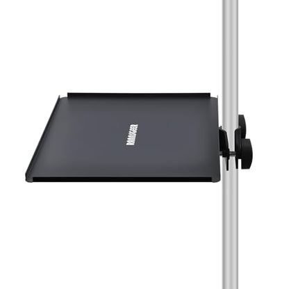 Microphone Stand Tray, 10.8 X 7.8 | Heavy Duty Steel, Clamp-On, Accessory Shelf for Mic Stand - size: 10.8" x 7.8"