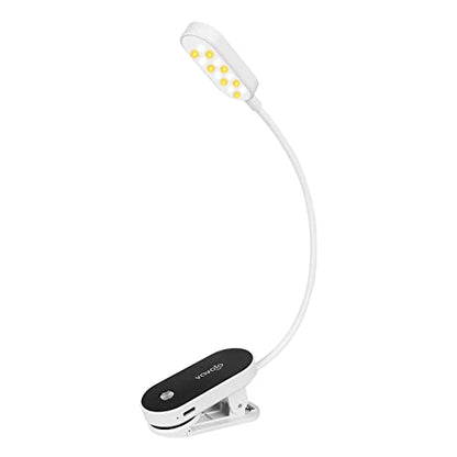 VAVOFO Rechargeable Book Light, 14 LEDs Eye Care Clip On Amber Reading Light for Bookworms Reading in Bed with 9 Colors 9 Brightness (White-Black) - color: White-Black
